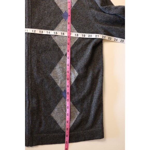 Glen Lyon Men's 100% Cashmere Full Zip Gray Sweater Argyle Large Preppy - Picture 7 of 10